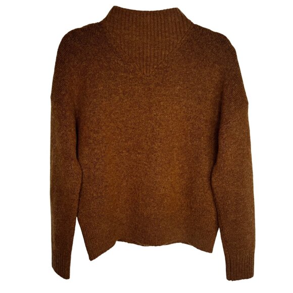 Madewell Womens Sz S Classic Brown Turtleneck Alpaca Wool Blend Sweater Workwear - Picture 1 of 6
